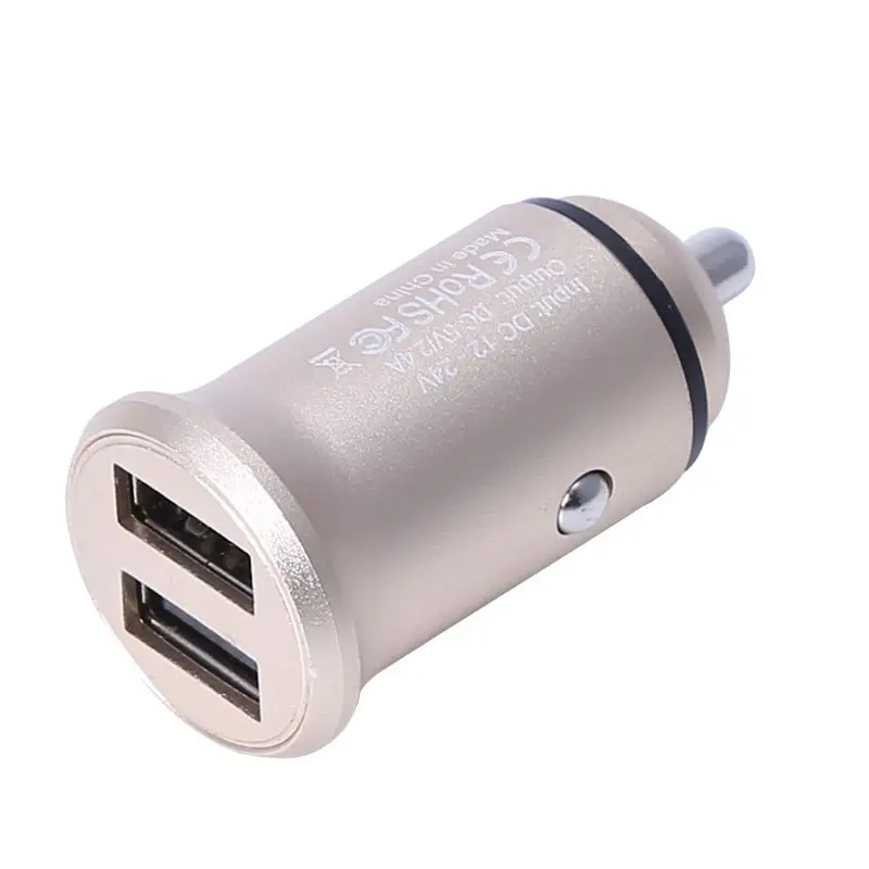 2.4A/4.8A мини алюминиевый сплав Пуля двойной USB автомобильный адаптер зарядного устройства для телефона для iPhone samsung Galaxy Xiaomi huawei смартфонов