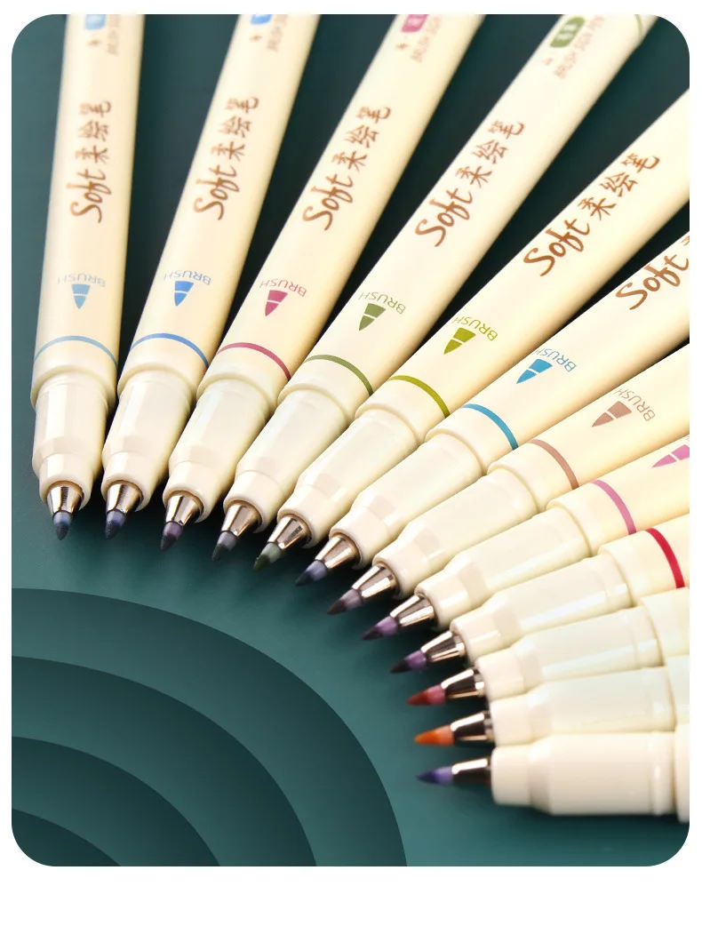 3pcs New Retro Color Art Marker Drawing Pens Set Soft Brush Tip Original Design Calligraphy Lettering Painting School A6335