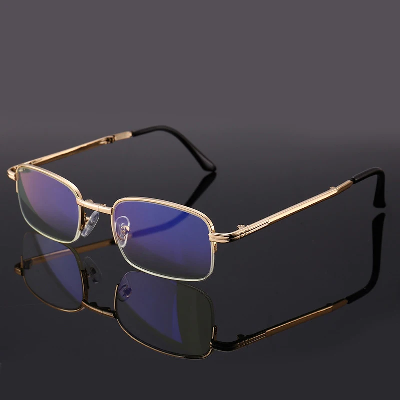 

Anti Blue Light Fold Reading Glasses Gold Metal Frame Square Presbyopia Eyewear For Men +1.0 +1.5 +2.0 +2.5 +3.0 +3.5 +4 Z212