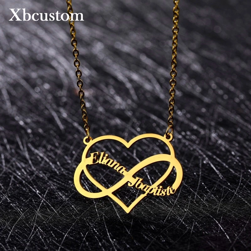Пользовательское имя ожерелье пара из нержавеющей стали Сердце