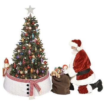 

Christmas Snowman Knitted Tree Skirt 30-Inch Diameter Base Christmas Tree Collar Tree Base Cover Christmas Party Home Decor
