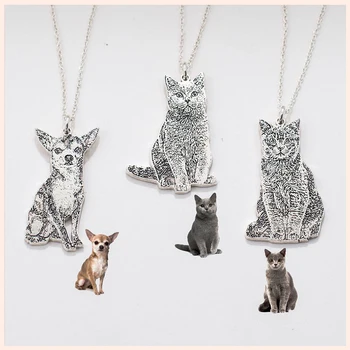 

SG 925 sterling silver your pet pattern necklace personalized custom dog and cat necklace&pet commemorative gift&pet lover gift