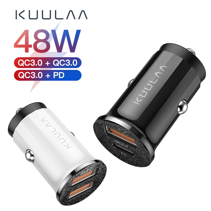 

KUULAA Quick Charge 4.0 48W QC PD 3.0 Car Charger for Samsung S10 9 Fast Car Charging for Xiaomi iPhone Mobile Phone USB Charger