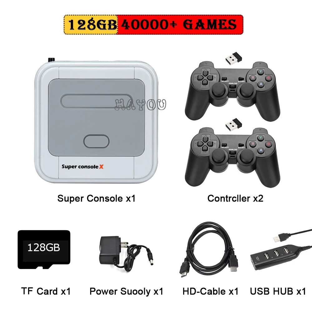 Video Game Console Retro WiFi Super Console X HD TV Box Video Game Player for PS1/N64/MD With 40000+Games 2 Wireless Controllers 