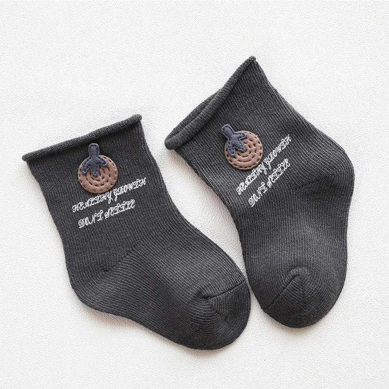 Dark gray Детские зимние носки для детей ясельного возраста для мальчиков и девочек, отбеленный хлопок теплые детские носки с принтом для детей милый новорожденный малыш Короткие носки с героями мультфильмов, вещи - Цвет: Dark gray