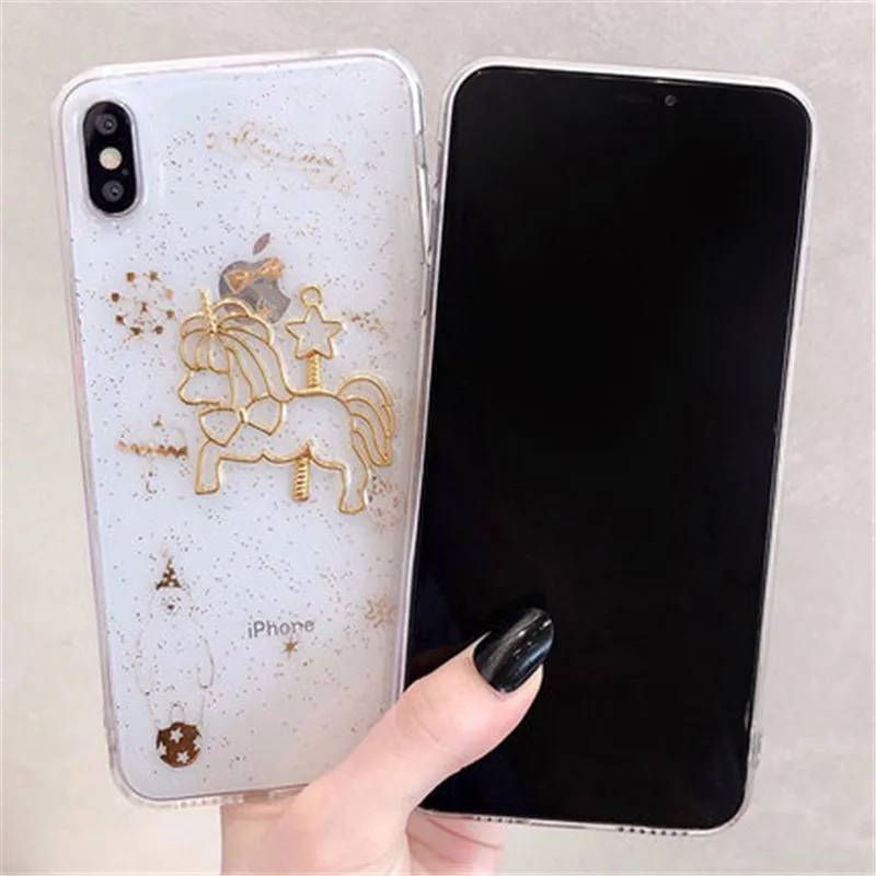 Противоударные силиконовые чехлы с золотой Свинкой для iPhone 11 Pro X XR XS MAX 6 7 8 Plus