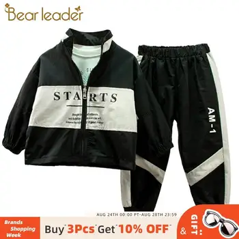 

Bear Leader 2020 Spring and Autumn New Thin Fashion Outfits for Kids Boys Lettern Pattern Print Jackets and Pants Boys Suits