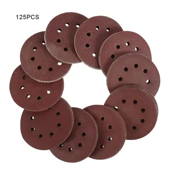 

100pcs 5 Inch Hook Loop Sanding paper with 8 Hole Sand Pads Set 40 Grit-600 Grit Sander Disc Abrasives for Polish Machine