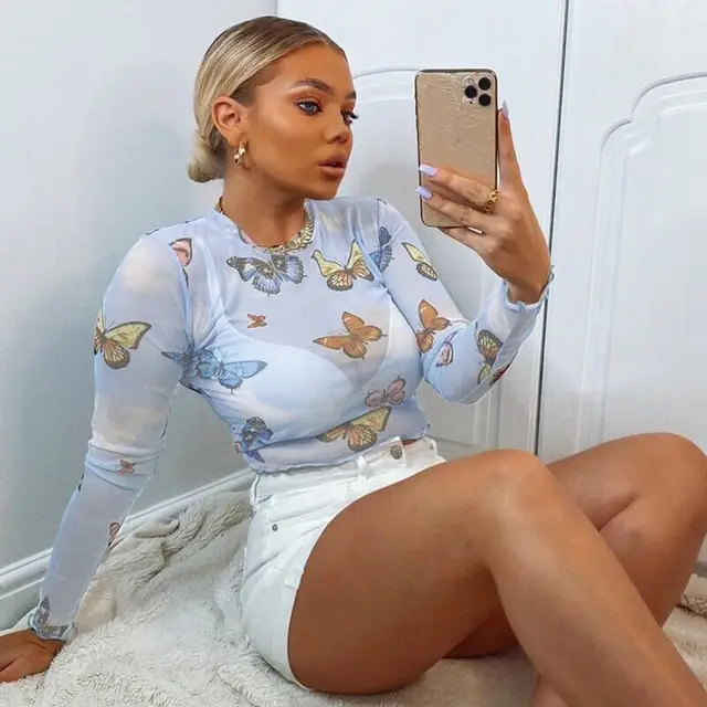 Transparent Shirt Butterflies | Transparent Tops Butterflies | Butterfly  See Shirt - T-shirts - Aliexpress