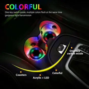 

Mat LED Car cup Coaster Car Atmosphere Light One-key switch Waterproof