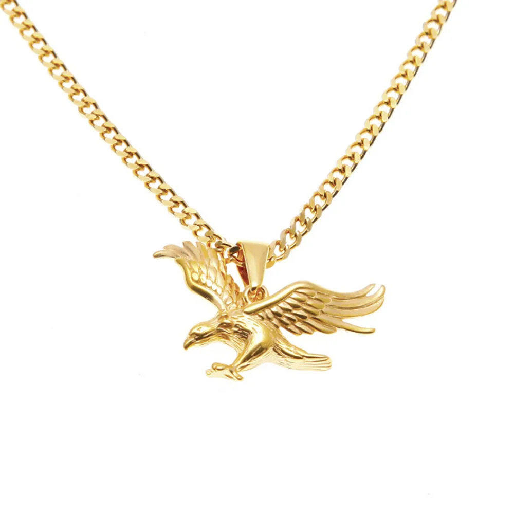 NEW Hip Hop Men Women Stainless Steel ROC Eagle Pendant Necklace Gift Souvenir