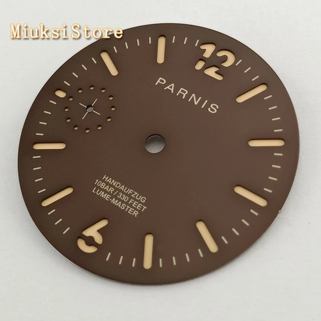 고전적 우아함과 현대적 정밀성의 조화, Parnis 다크 브라운 시계 다이얼