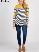 Best Price maternity dresses Pregnant dress gravida dress maternity dresses Round collar striped T-shirt hotel del luna maternity clothing