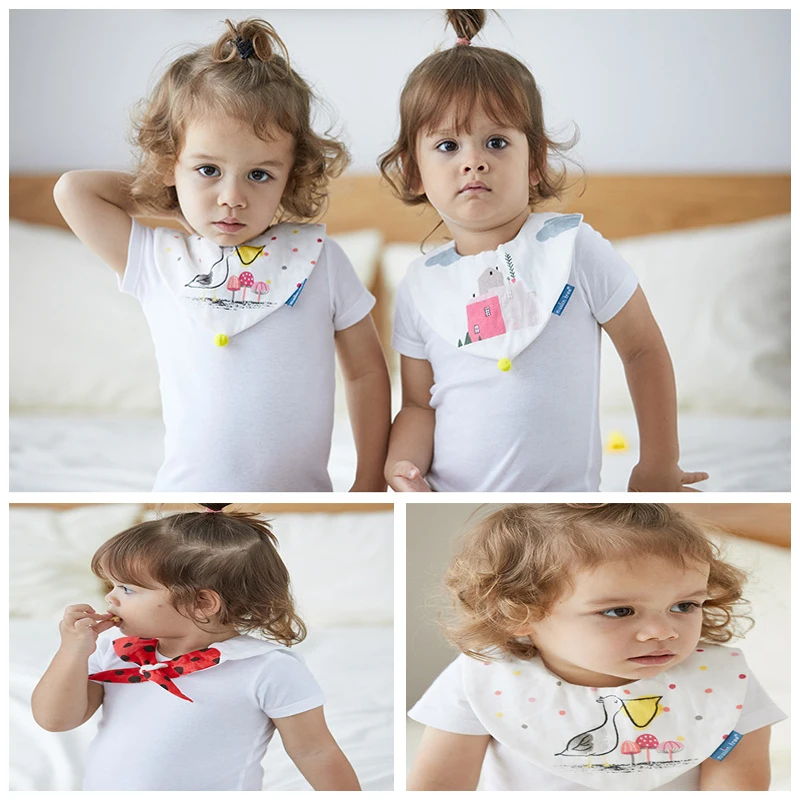 WARMOM 0~3 Years Baby Saliva Towel Cotton Baby Bib Newborn  Cartoo Triangle Saliva Towel Boys Girls Feeding Tool Baby Stuff