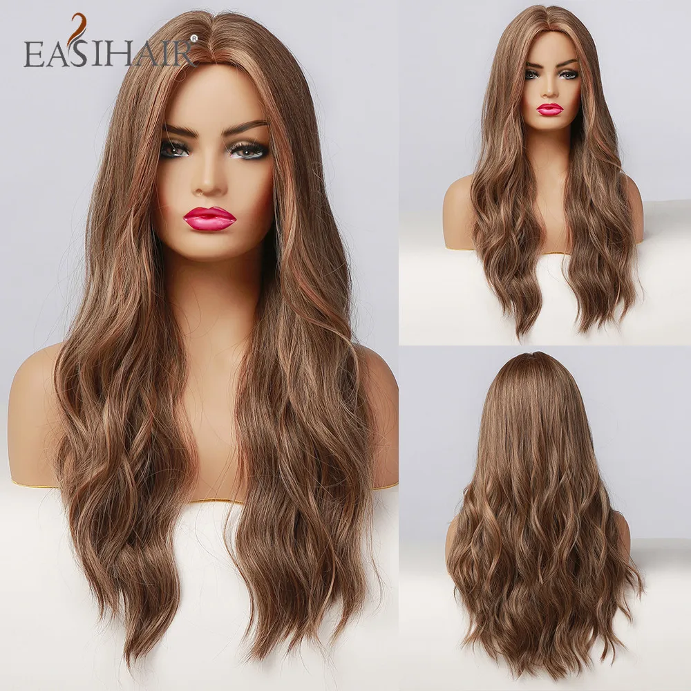 Long Body Wave Wigs Synthetic Wig Cosplay Middle Part Natural Heat Resistant Wig for Women
