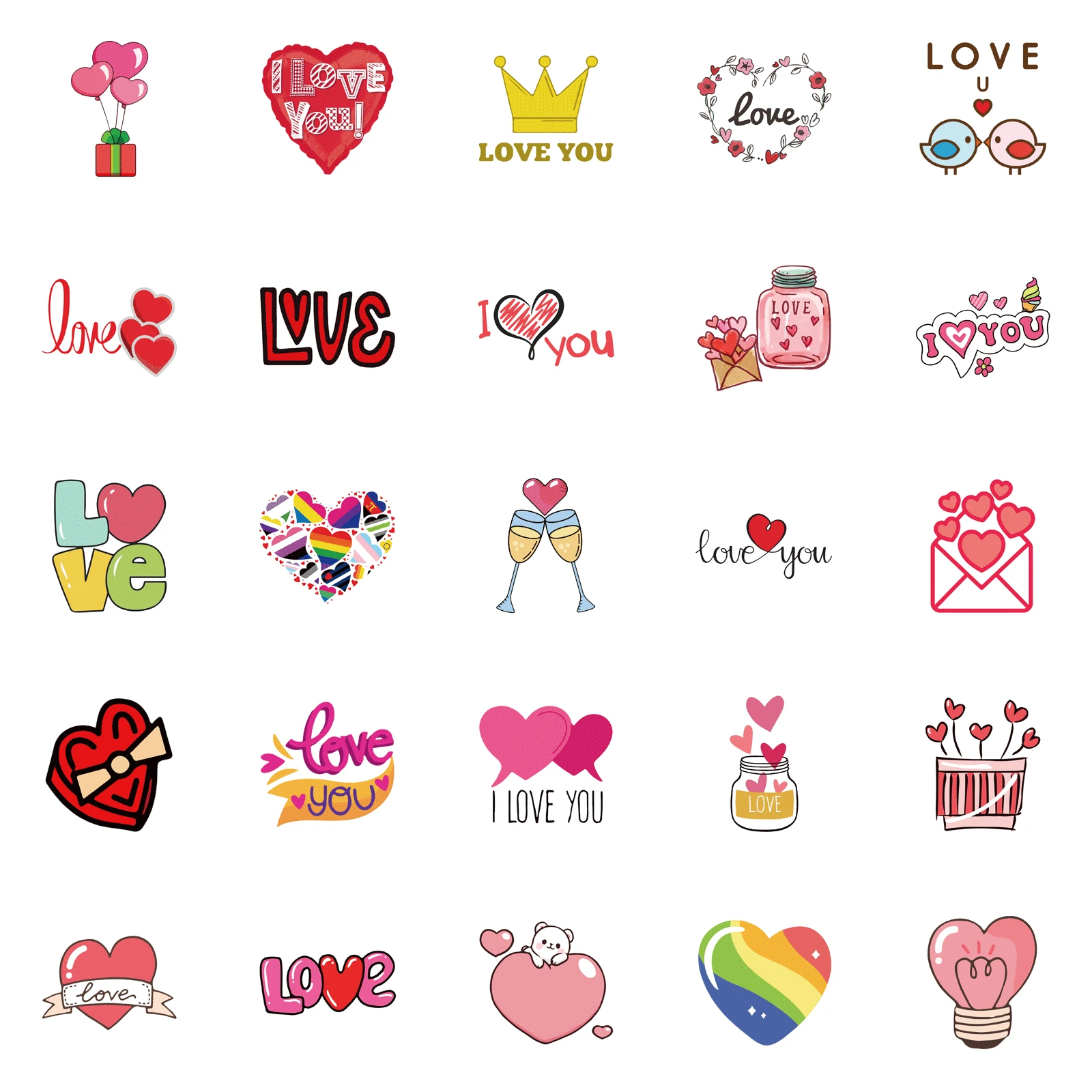 50pcs Pink Stickers Love Stickers For Notebook Laptop Scrapbooking Material  Adesivos Vintage Valentine's Day Craft Supplies - Stationery Sticker -  AliExpress