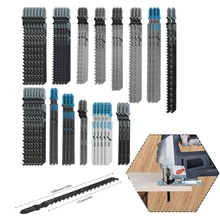 48 pçs dentes à terra corte reto t shank jig viu lâminas de metal aço madeira sortidas lâminas de serra ferramentas para trabalhar madeira corte