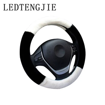 

LEDTENGJIE 37-38cm winter car steering wheel cover imitation rabbit fur warm gloves ladies comfortable car interior