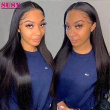 

SUSY 30 Inch Bone Straight Front Wig 4x4 Closure Wig Brazilian Straight Human Hair Lace Frontal Wigs For Women T Part Lace Wig