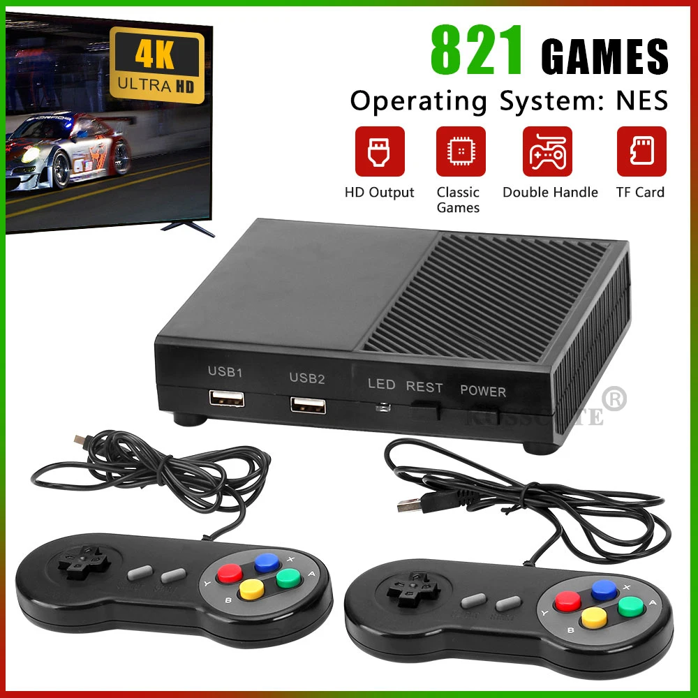 

Mini HDMI-compatible TV Retro Video Game Console Handheld Built-in 821 Classic for NES Games Dual Gamepad Player Dropshipping