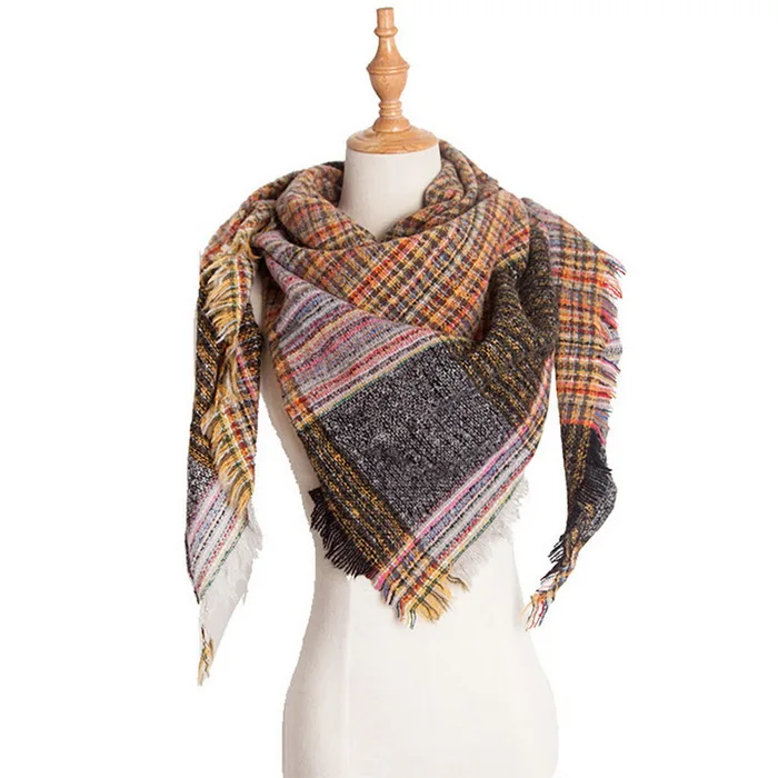 Новое поступление полосатые женские шарфы многофункциональные платки и обертывания треугольные теплые шарфы осень-зима для дам - Цвет: 38