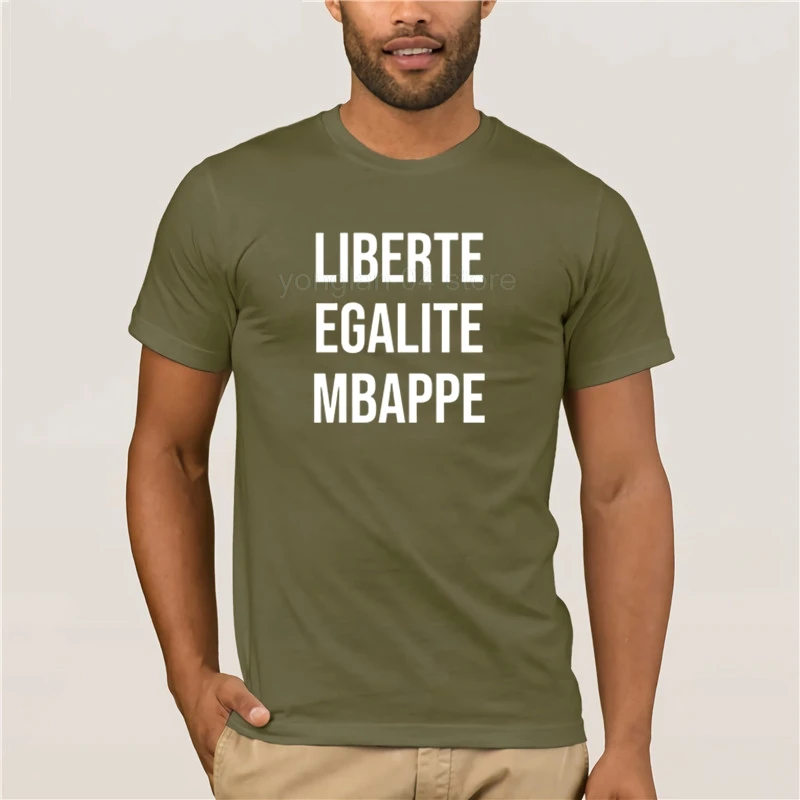 army green Fashion Men T shirt summer personality Cotton LIBERTE EGALITE MBAPPE SOCCER FRANCE T SHIRT - Цвет: army green