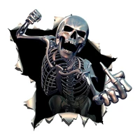 Metal Angry Skeleton Skull Car Sticker Windshield Bumper Motorcycle Helmet Decal