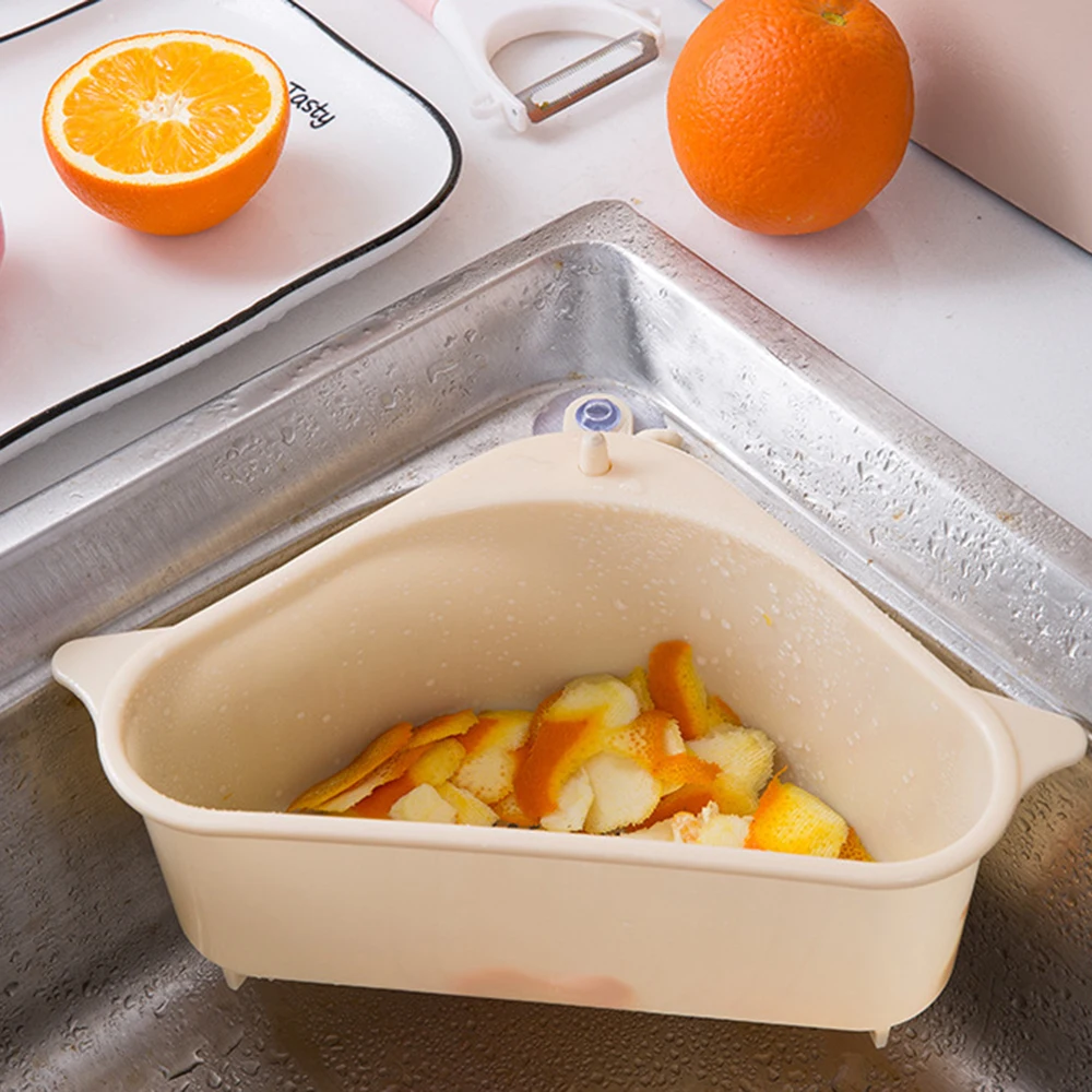 

Multifunctional Corner Sink Drain Rack Shelf Suction Cup Sink Drain Basket Bowl Sponge Holder Kitchen Bathroom Storage Organizer