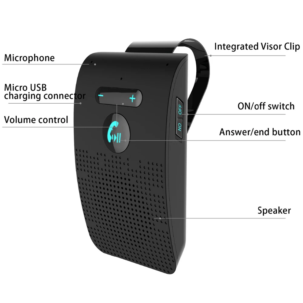 Sp09 Bluetooth динамик телефон Hands-Free автомобильный комплект беспроводной Bluetooth динамик телефон многоточечный Автомобильный Mp3 комплект с солнцезащитным козырьком клип