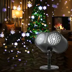 Christmas Projector Light LED Snowflake Projection Lamp Snowstorm Lawn Lamp Double Tube Projector Atmosphere Lights Home Decor