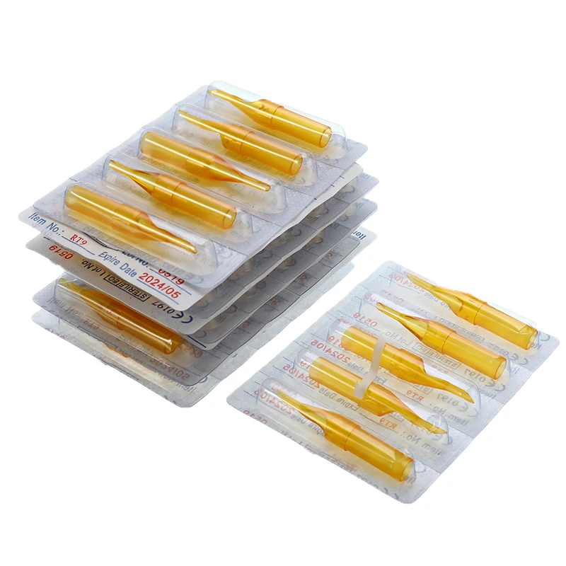 

50Pcs Disposable RT FT Round Flat Gold Shark Tattoo Tips Plastic Sterilized Nozzle Needles Tips for Tattoo Gun Machine Needles