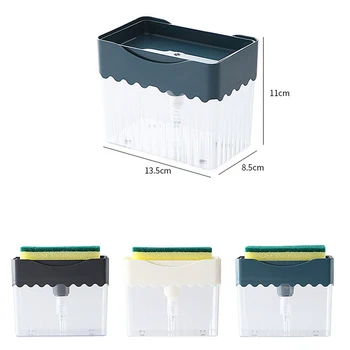 

2 In 1 Kitchen Liquid Soap Pumps Dispenser Sponge Holder Press Countertop Rack for Home HG99