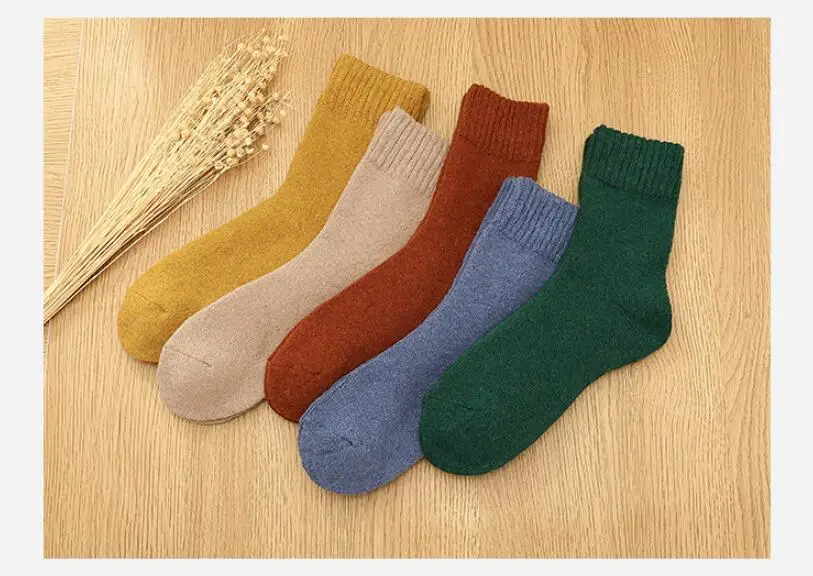 1 пара зимних теплых плотных теплых шерстяных кашемировых зимних носков однотонные носки цветные носки махровые сапоги носки для сна