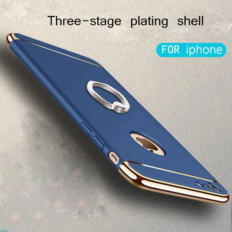 Blue Роскошный Золотой Жесткий Чехол для iPhone 7 6 6s 5 5S SE X задняя крышка Xs Max XR Съемный 3 в 1 Fundas чехол для iPhone 8 7 6 6s Plus сумка - Цвет: Blue