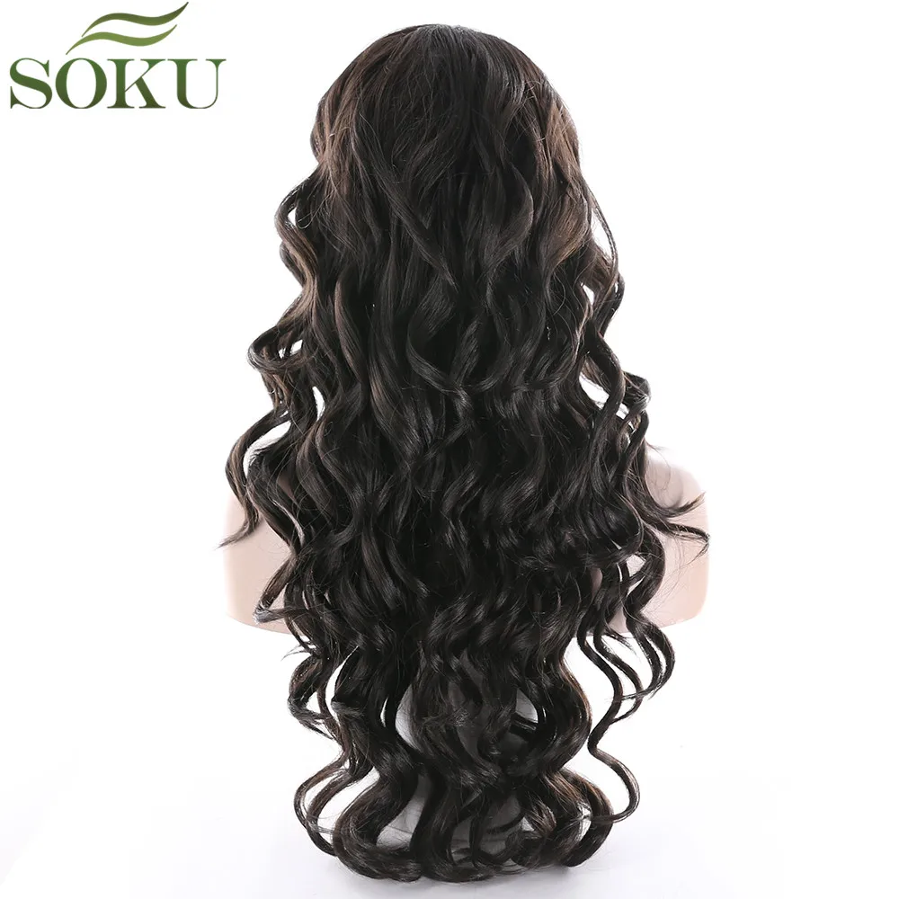 SOKU синтетические U часть кружева парики 28 дюймов Длина для женщин высокотемпературные тканевые крылья 130% Средний размер#2 цвета SC