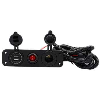 

Dc12V 4.2A Car Cigarette Lighter Switch Double Usb Charger With Voltmeter Cigarette Lighter Socket