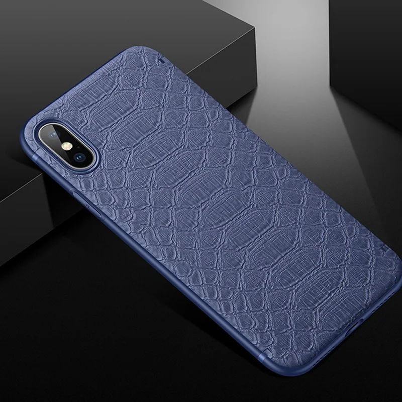 Blue Leather Ультра тонкий магнитный автомобильный чехол для телефона iPhone X 6 6s 7 8 Plus 11 Pro samsung Невидимый встроенный Магнит Мягкий ТПУ противоударный чехол - Цвет: Blue Leather