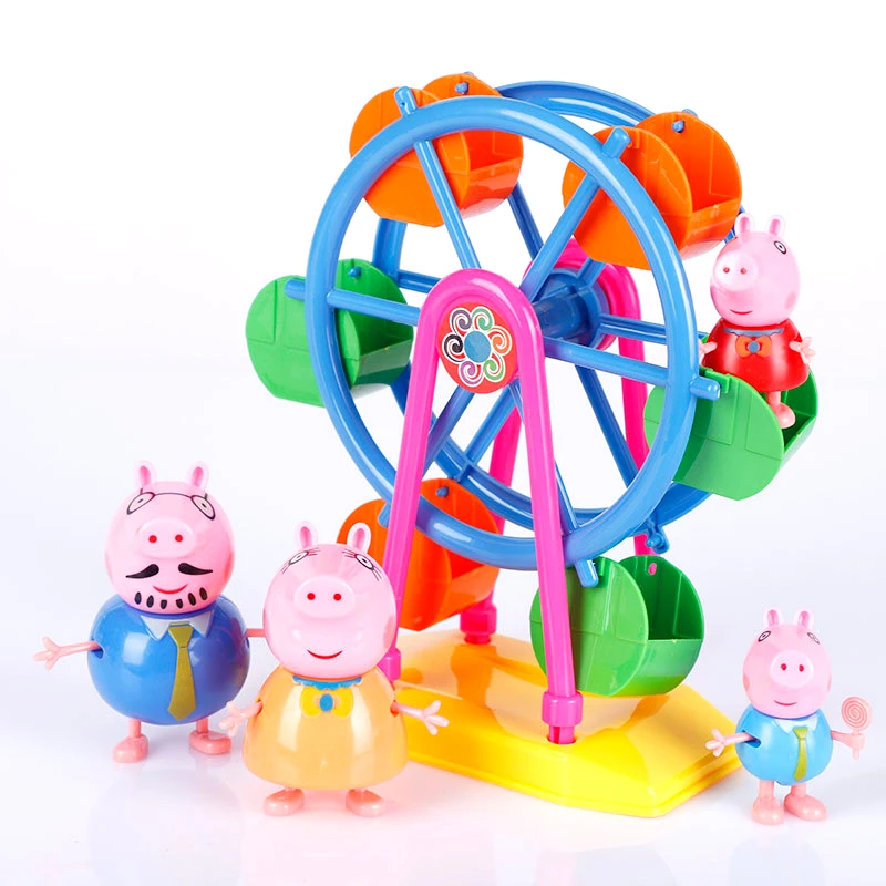 Peppa Pig pepa pig колесо обозрения Набор игровой дом качели Действующая модель из ПВХ куклы игрушки парк развлечений дети Свинка Пеппа подарок на