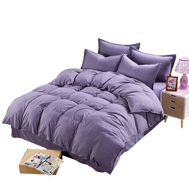 1PC Aloe Cotton Duvet Cover Soild Quit Cover Skin Care Bedclothes Home Decor Comforter Cover Double Queen King - Цвет: Greypurple