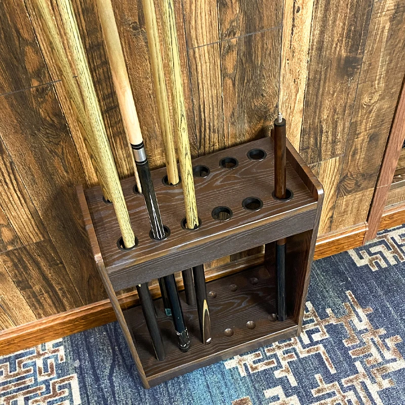 Wooden Billiard Cue Rack Display Stand For Home Indoor Fishing Rod