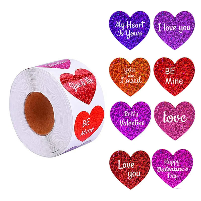 1 inch Valentines Day Adhesive Label Envelopes Party Card-Making DIY Scrapbooking Hearts Sticky Labels for Craft Birthday Gift Decorate for Wedding 500 Pcs Heart Stickers