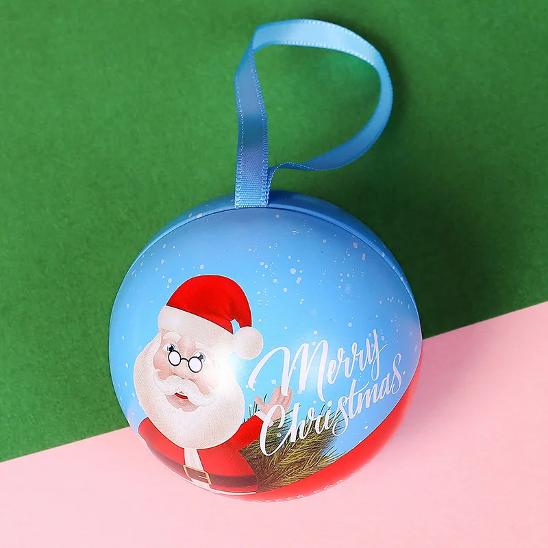 Рождество Санта Клаус Снеговик мяч железные металлические конфеты коробка для хранения висячие орнаменты дерево декор конфеты Рождественская подарочная коробка украшения - Цвет: C