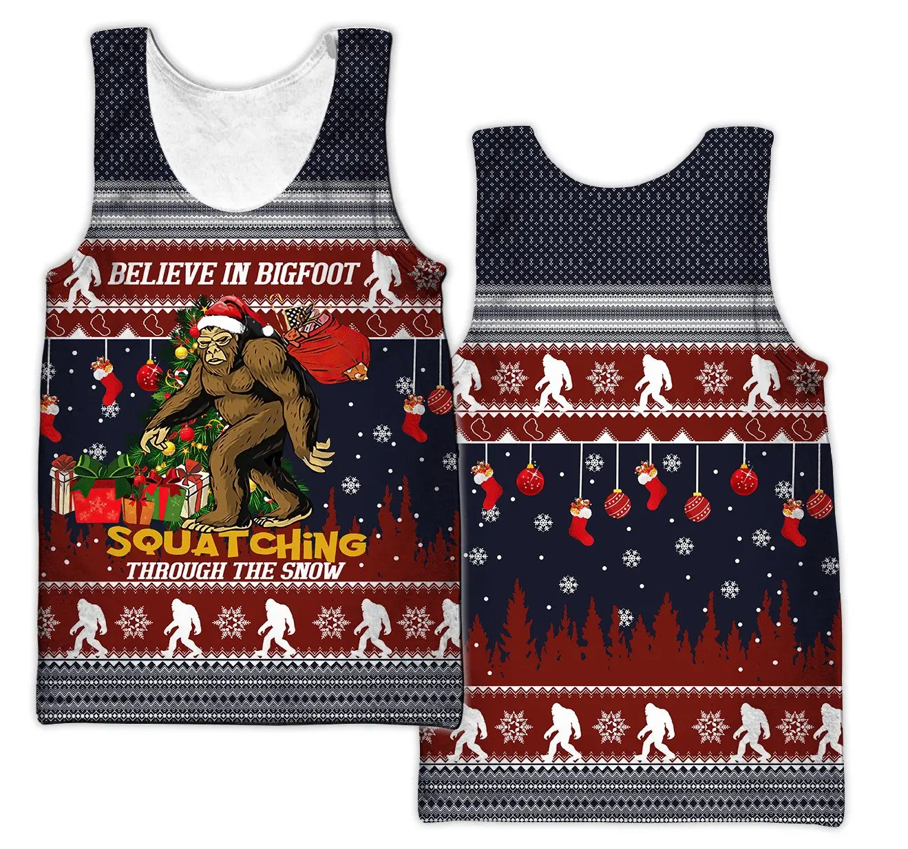 

Christmas Bulldog and Bigfoot 3D Printed Men vest Summer Harajuku Sleeveless T-shirt Unisex Casual Polyester Tank Tops BX-59