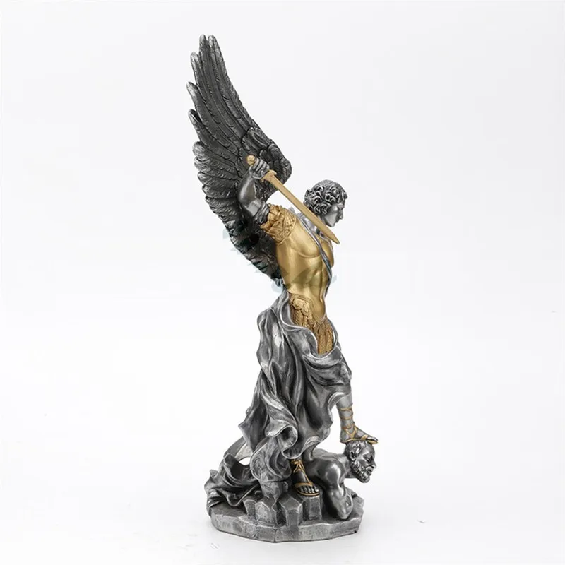 37 см Европейский Креативный воин Ангел фигура Искусство Скульптура св. Майкл статуя Смола Настенная Декорация голова оленя подарок на день рождения R3123