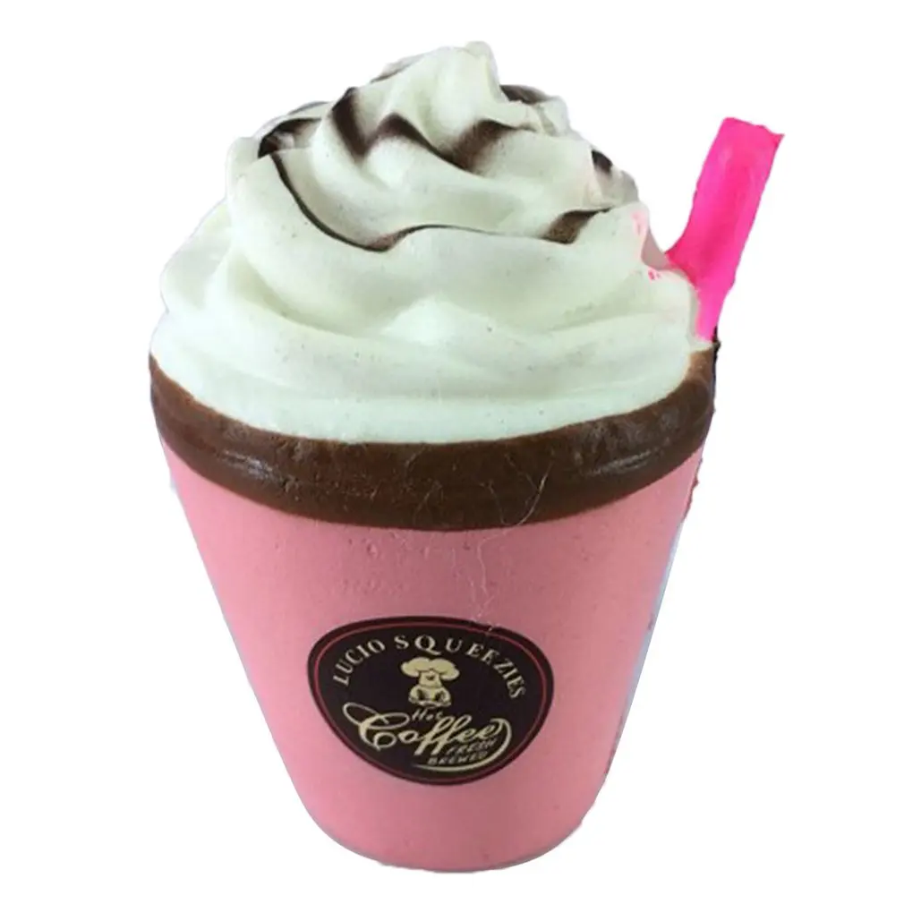 Simulated Ice Cream Sippy Cup PU Doll Slow Rebound Decompression Toy Foam Relaxed Toy Decoration Soft Toy Cake Sample Model - Цвет: Light pink