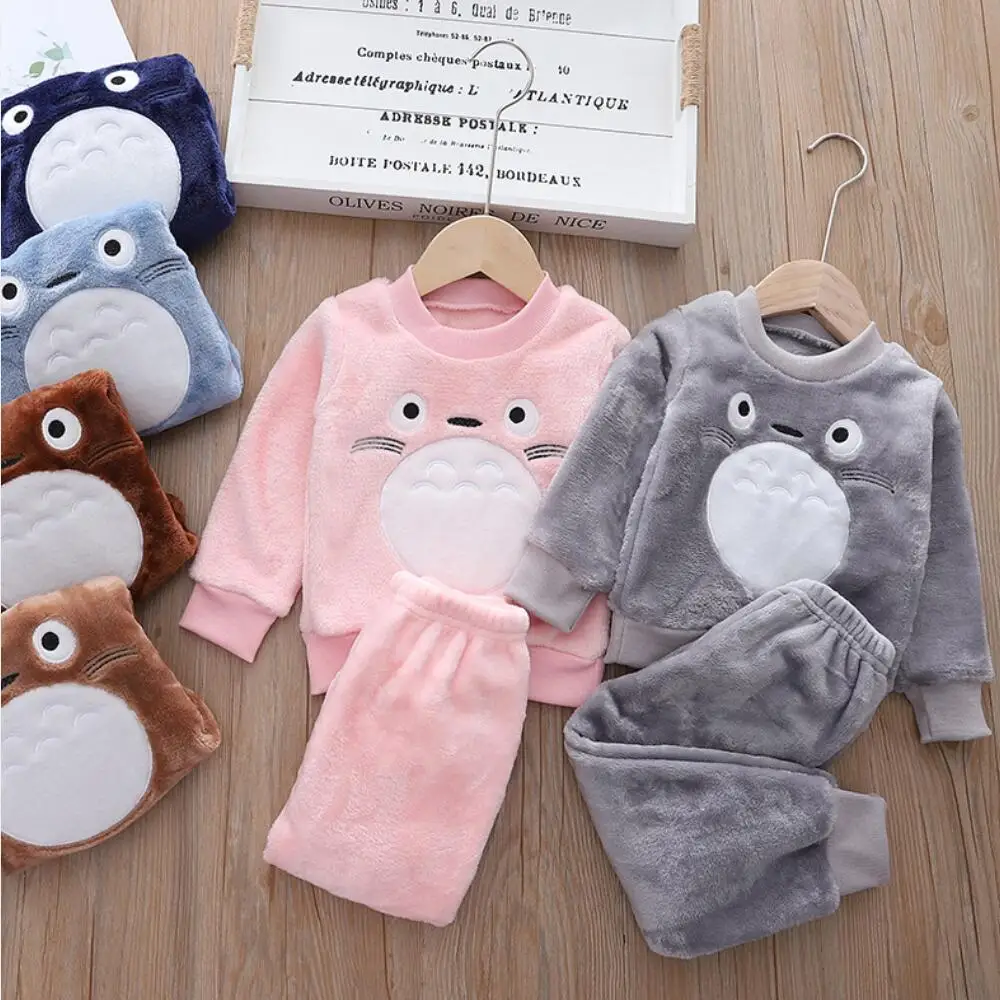 cute pajama sets	 Baby Boy Girl Clothes Pajamas Set Thick Flannel Fleece Toddler Child Warm Catoon Bear Sleepwear Kids Home Suit Autumn/Winter designer pajama sets