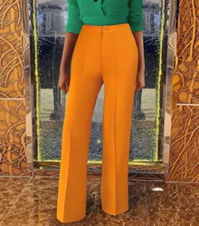 Pantalon à jambes longues et larges pour femme, taille haute, élégant, tenue de travail, mode africaine, automne 