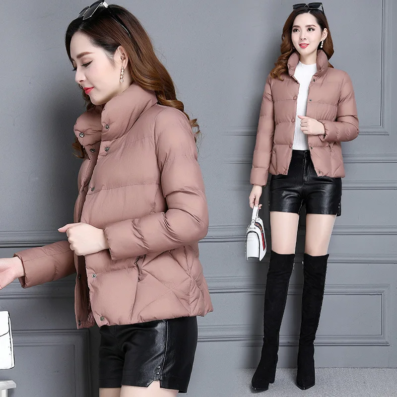 

2019 Winter New Style Elegant Versatile Short Warm Cotton Overcoat Women's Slim Fit Slimming down Jacket Cotton-padded Clothes C