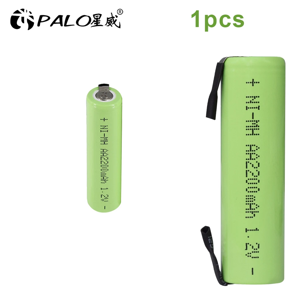 Ni-mh 1,2 V AA перезаряжаемая батарея 2200mAh nimh cell Green shell со сварочными вкладками для Электробритва Philips, зубной щетки - Цвет: 1PCS