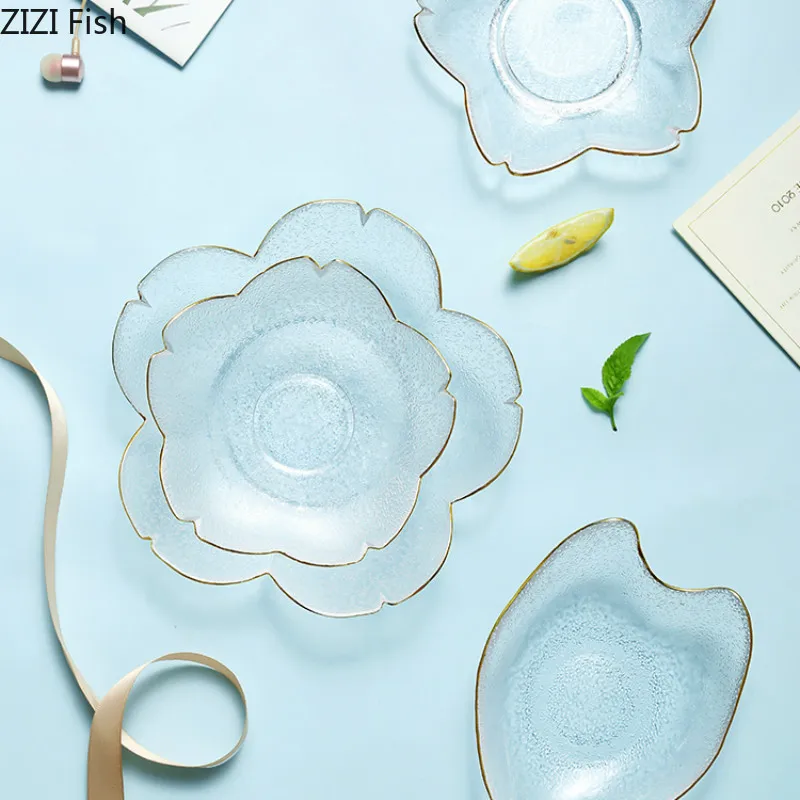 

Japanese-style Transparent Glass Seasoning Dish Fruit Dessert Snacks Plate Minimalist Household Kitchen Utensils